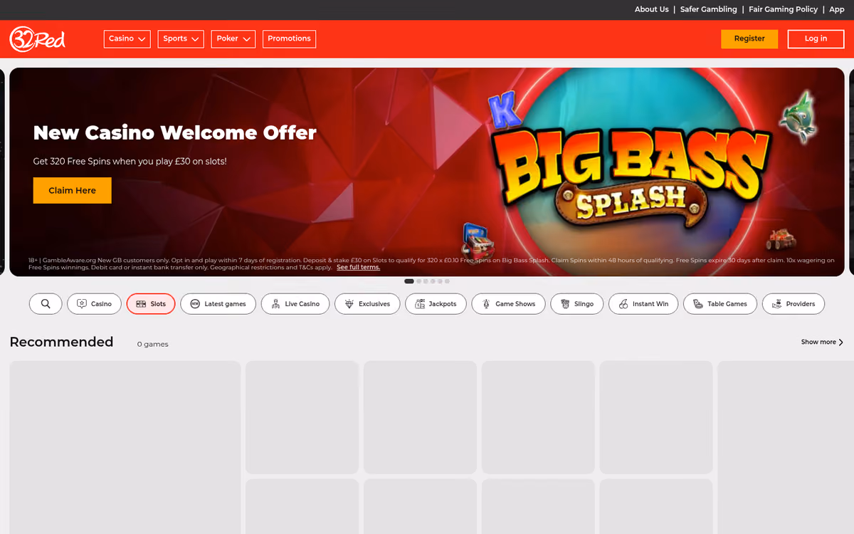 32Red casino slots lobby