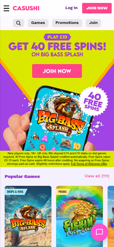 Casushi homepage at mobile width