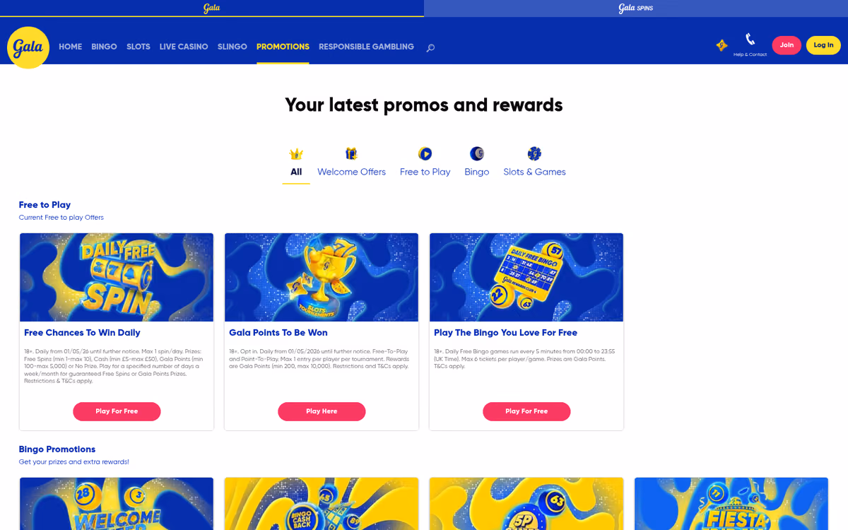 Gala Bingo promotions page