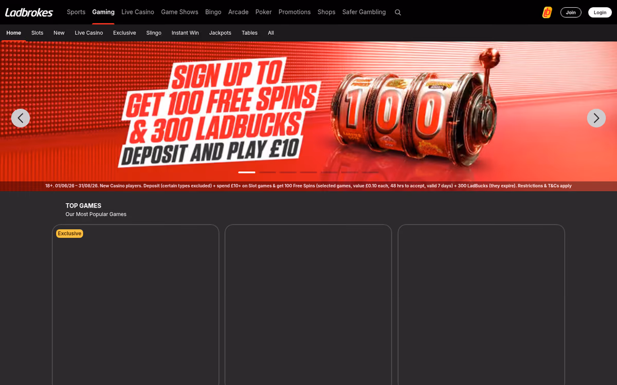 Ladbrokes promotions page