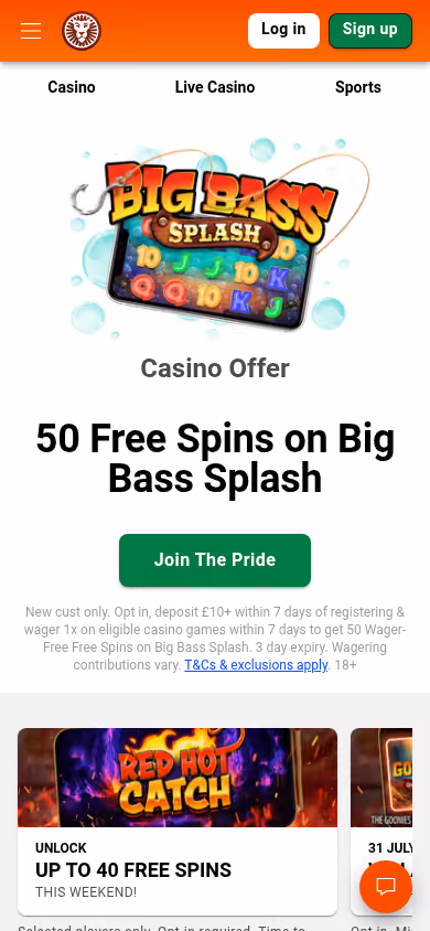 LeoVegas homepage on mobile showing the responsive layout and welcome offer